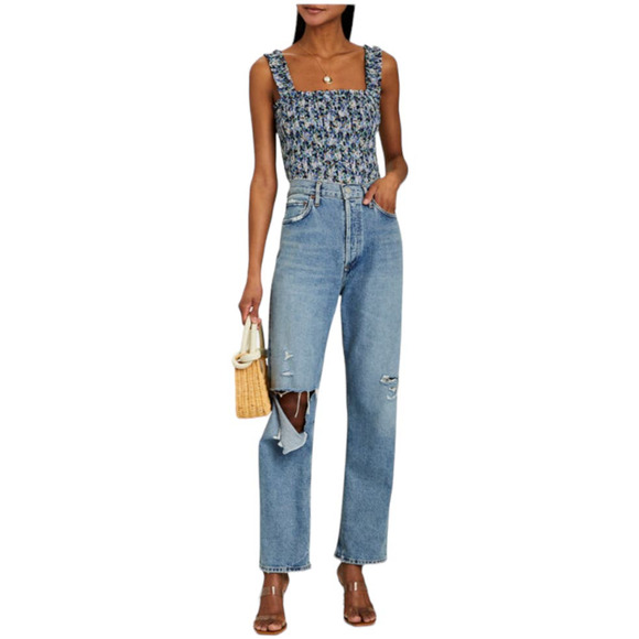 Veronica Beard NWT Averie Smocked Tank Size XL Square Neck 100% Cotton - Picture 4 of 10